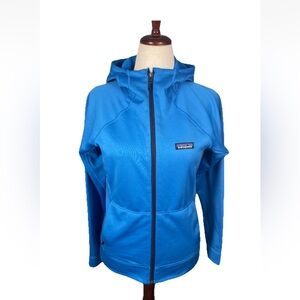 Patagonia Crosstrek Full Zip Hoodie Jacket Womens Size Medium Lagoon Blue Fleece